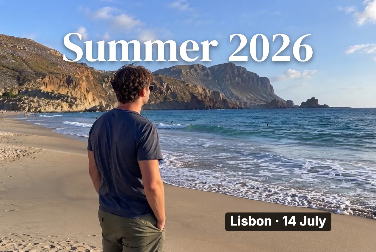 A beach photo with a title and caption — after